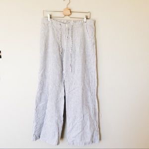 Blue and white striped flowy pants